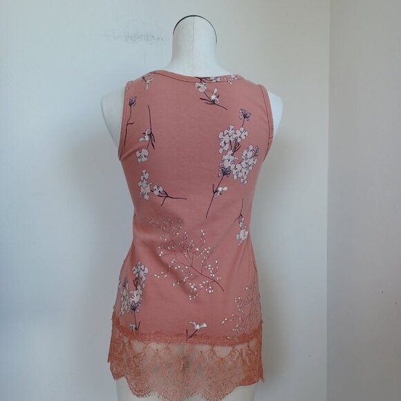 Soft Surroundings Tank Top Madame Lace Floral Print Pullover Stretch Knit XSmall - Picture 3 of 12